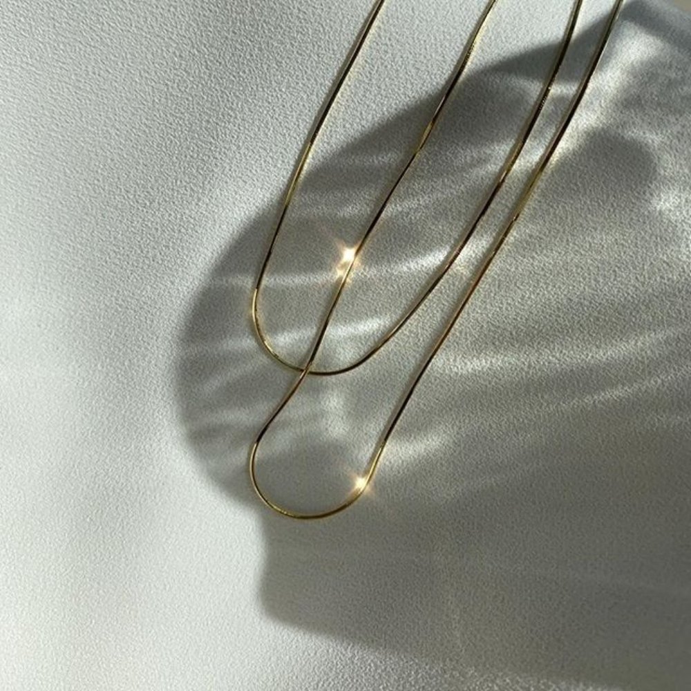 NEW 18K Gold Plated 16''  Snake Chain Necklace - Picture 5 of 5